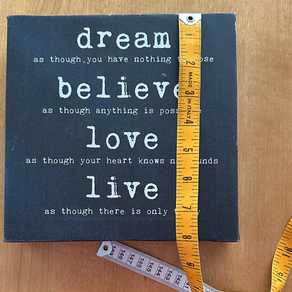 Inspirational Typography Canvas Sign Dream Believe Love Live Dark Gray 🖤 - Picture 3 of 5